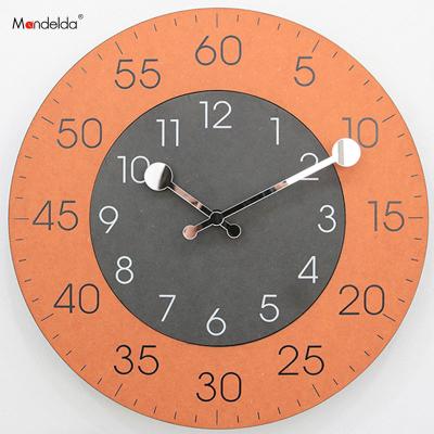 China Antique Wooden Silent Orange Painting Wall Art Clock 3D Large Classic Mandelda Style Digital Home Decorative Clocks for sale