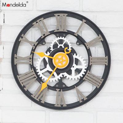 China Retro Order-Friendly Modern Antique Wood Decorative Watch Style Wall Gear Silent Movable Clock 9mm Mandelda On Sale for sale