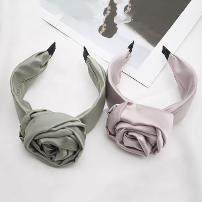 China European and American medium bud hair fashion style edge cloth satin head band hair circle new large wide band women's hair solid color for sale