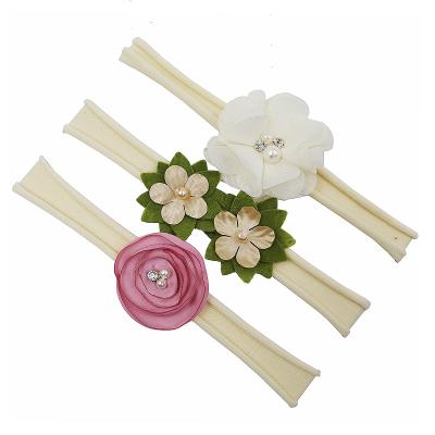 China 2022 new European and American style butterfly hair band headdress hand-sewn pearl flower headband European American nylon children's hair band for sale