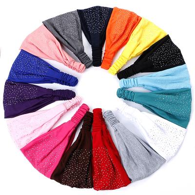 China Yiwu Sky Star High Elastic Hair Bands Headband Manufacturers Rhinestone Hair Drill Circle Hair Band Sporty Hot Fashion Elastic Wholesale Hat for sale