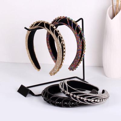 China Fashion Girls Hair Accessories Water Diamond Show Sponge Hair Hoop Hairpin Rhinestone Headbands for sale