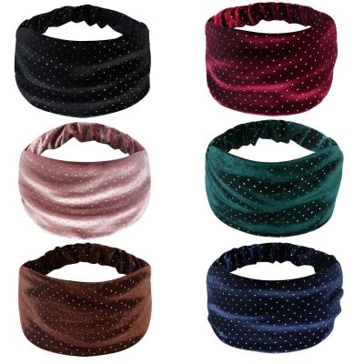 China New Fashion Yiwu Selling Elastic Hair Bands Face Wash Edge Velvet Headband Lovely Multicolor Faux Stone Hot Girl Wide Elastic Hair Band for sale