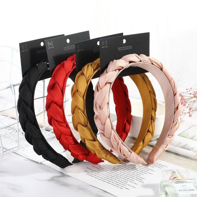 China New South Korea Twist Braid Hair Circle Fashion Style Simple Cloth Solid Color Wide Edge Braid Hair Circle Hair Ornament Women for sale