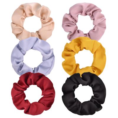 China 2022 Fashion Manufacturer Satin Large Intestine Hair Circle Solid Color Girls Mercerized Hair Ties With Balls Scalp Tendon Hair Circle for sale