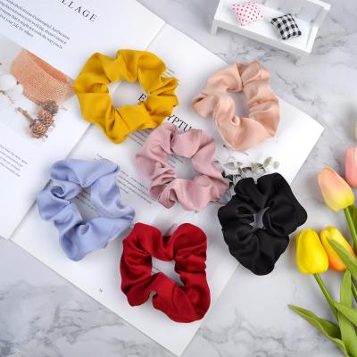 China Fashion 2022 Fashion Korean Mercerized Satin Large Intestine Hair Ties Elastic Women Solid Color Big Ball Hair Ring Hair Ties for sale