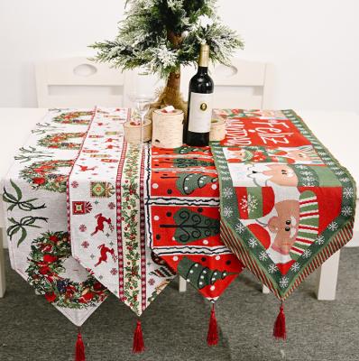 China Cotton Custom Design Cotton And Canvas Christmas Table Flag For Christmas Decoration for sale