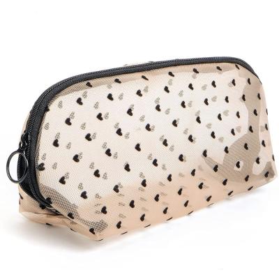 China QQgift NATIONAL OEM Custom Small Makeup Bag With Cute Zipper Pouch Cosmetic Bags Mesh Toiletries Bag Portable for sale