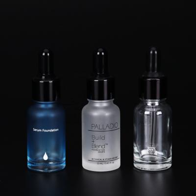 China 15ml White Gold Cosmetic Pet Frosted Customized Label Plastic Glass Dropper Bottle With Silk Screen Printing For Essential Oil for sale