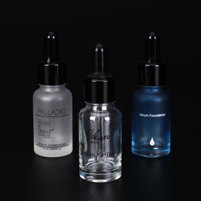 China Wholesale 30ml Best Cosmetic Single White Blue Light Empty Square Frosted Skin Care Custom Spray Lotion Glass Cosmetic Bottle for sale