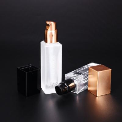 China 30ml Square Foundation Glass Cosmetic Liquid Bottle For Cosmetics for sale