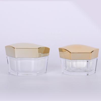 China New Cosmetic Acrylic Hexangular Jar 50g Shape Acrylic Cream Jar for sale