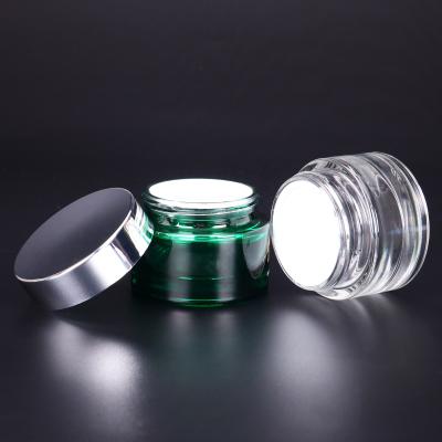 China New Design 50ml White Gold Violet Transparent Wide Mouth Cosmetic Hot Stamping Glass Jar With Measurements for sale