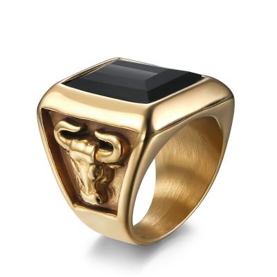 China CLASSIC Oversized Large Animal Cow Diamond Men's Titanium Steel Finger Rings Stainless Steel Jewelry for sale