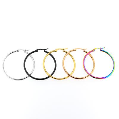 China Wholesale Cheap Gold Price Circle Hoop Earrings Stainless Steel CLASSIC Different Color Hoop Earrings for sale