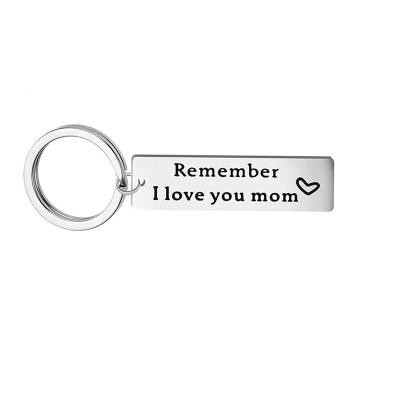 China Custom Metal Key Ring Chains Remember I LOVE U MOM Stainless Steel Key Chain Accessories Mothers Day Gift for sale