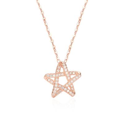 China CLASSIC Korean Star Pendant Necklace Women Silver Rose Gold CZ Stones Necklace 925 Sterling Silver Wholesale for sale