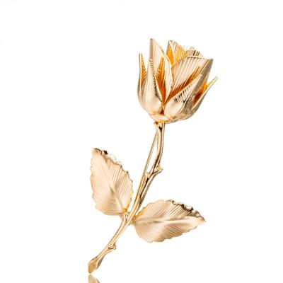 China Luxury Rose Gold Brass Corsage Brooch Women, IP Copper Gold Plated Flower Brooch Pin Custom for sale