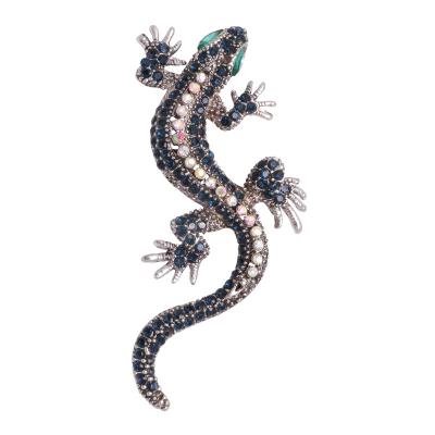 China Alloy New Arrival Corsage Animal Brooch Retro Diamond Gecko Brooch Clothes Accessories Brooch Full for sale