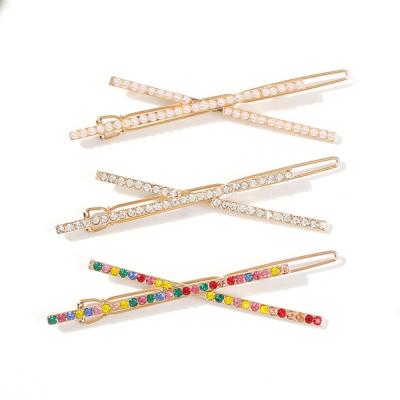 China star style cross gold hair accessories crystal rhinestone pearl hairpin gold hairpin hair clip accessories JHA0173 for sale