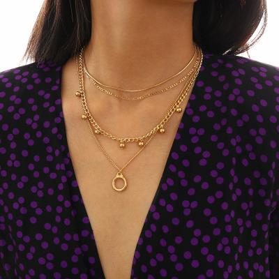 China TRENDY Fashion Charm Chain Necklaces Women Multilayer Gold Plated Jewelry for sale