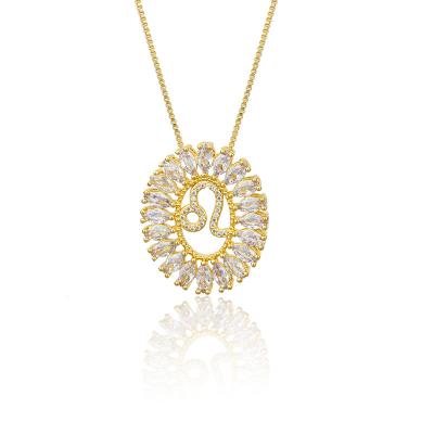 China TRENDY Fashion Copper Gold Plated Zircon Insert 12 Zodiac Sign Pendant Necklace High Quality Wholesale for sale