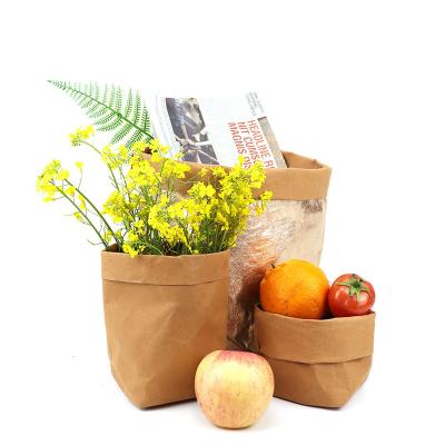 China Custom Paper Tearproof Bag Folding Paper Wash Water Waist Size Fruit And Plant Storage Eco-friendly Bag for sale