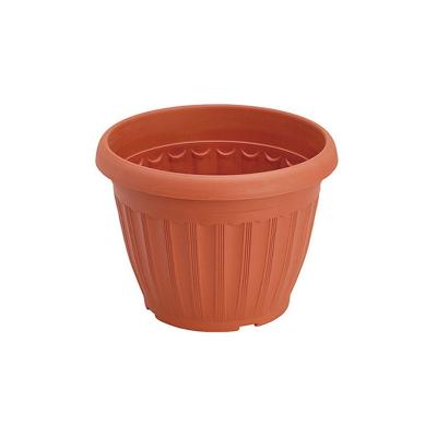 China Classic Round Vertical Pattern Tall Dent-Resistant Outside Plastic Flower Pot With Drainage Hole And Tray for sale