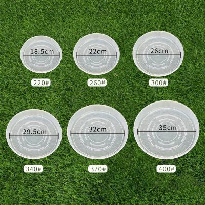 China Dent-resistant Six Sizes Drain Tray Plastic Transparent Base Round White Flower Pot Bottom Tray for sale