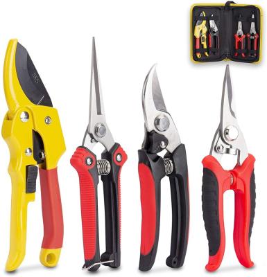 China Professional Anti-Slip Handle Bypass Shears Stainless Steel Cutter Clippers Garden Trimmer Scissors Kit with Storage Bag for sale