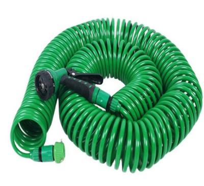 China Flow Controls Variable Spring Recoil Coiled Garden Hose 15M Heavy Duty EVA Recoil Garden Hose Water Hose Car Wash Gun with 7 Patterns Spray Nozzle for sale