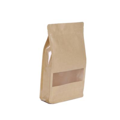 China Biodegradable Flat Bottom Paper Bag Brown Flat Bottom Bag Packaging With Clear Window for sale