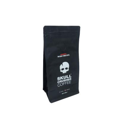 China Flat Bottom Bag China Bag Suppliers Frosted Black Stand Up Bottom Coffee Bag With Valve for sale