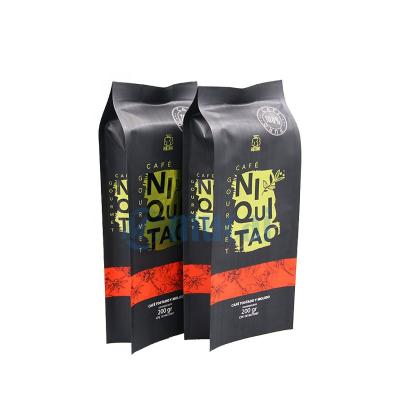 China Barrier Plastic Matte Finish Middle Sealed 4 Side Gusset Coffee Bag for sale