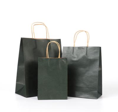 China Wholesale Price Disposable Reusable Kraft Paper Black Shopping Bag for sale