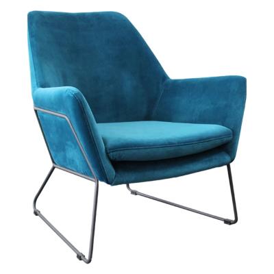 China Extendable Metal Framed Dining Armchairs Blue Velvet for sale