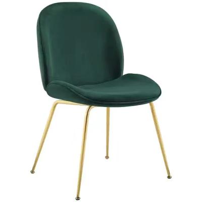 China Nordic Design Scoop Gold Stainless Steel Leg Vintage Charm Upholstery Stretch Velvet Dining Chair for sale