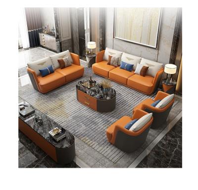 China Sectional Sofa Hot Sale Golden Stainless Steel Feet Living Room Furniture Modern Leather Sofas Couch Set for sale