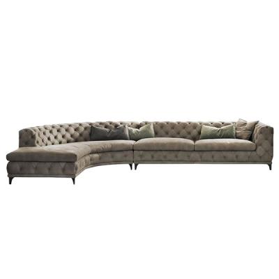 China Chesterfield Sofa Tufted Leather Modern Twist With Capitonne Upholstery With for sale