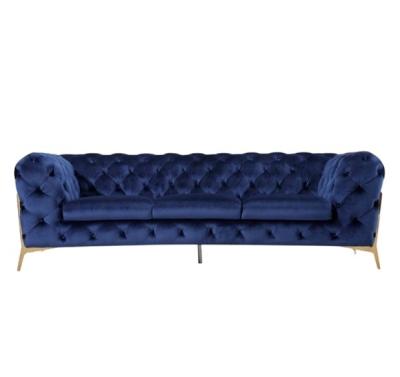 China Cheap Tufted High Quality Button Tufted Adorning Modern Minimalist Sofa With Exposed Gold Leg Sofa Set Furniture For Living Room for sale