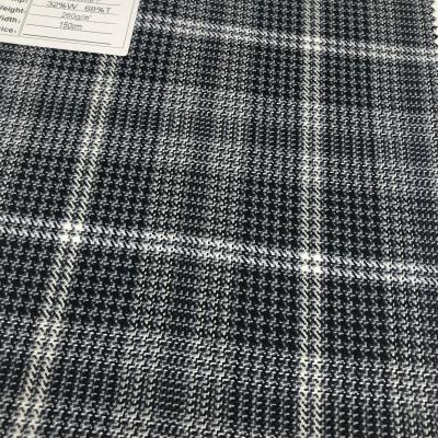 China Wicking Single Sided Blue Black White Houndstooth Plaid Suit Fabric 260GSM Factory Supply for sale