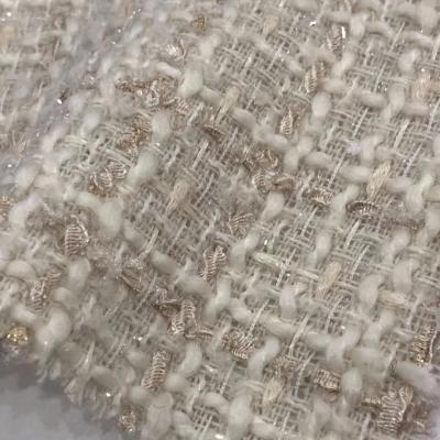 China Wicking Flares All Fabrics Beautiful Shiny Silk Yarn Mosaic White Tweed Apparel And Textile Home Upholstery Fabric for sale