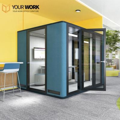 China Modular Portable Office Studio Desktop Work Pod Noise Proof Glass Pods Indoor Cell Phone Privacy Pod for sale