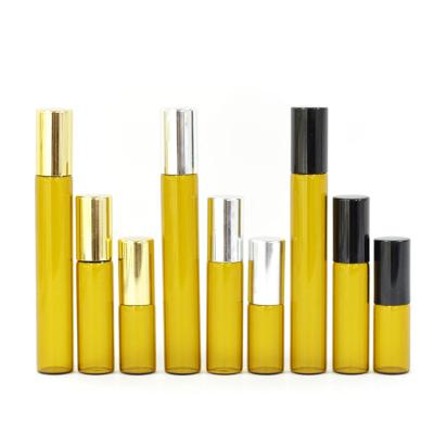 China 5ML Personal Care Perfume Or Essential Oil Glass Wholesale Roll On Bottle With Black/Gold/Ribbon Cap for sale