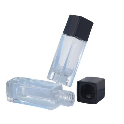 China WHOLESALE 30Ml Cosmetic Black Plastic Cap Roll On Transparent 30ml Square Cosmetic Glass Bottle for sale