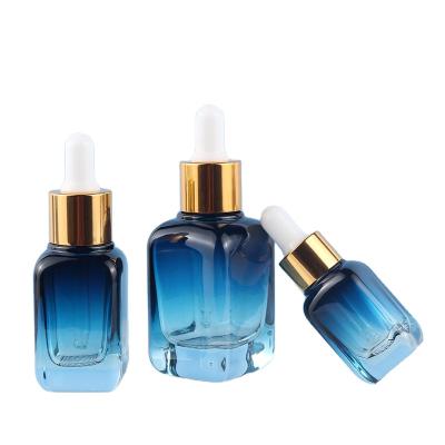 China 40Ml 20Ml 10Ml Cosmetic Fashionable Yellow Orange Blue Green Glass Bottle For Face Cream Serum Lotion DropperBottle for sale