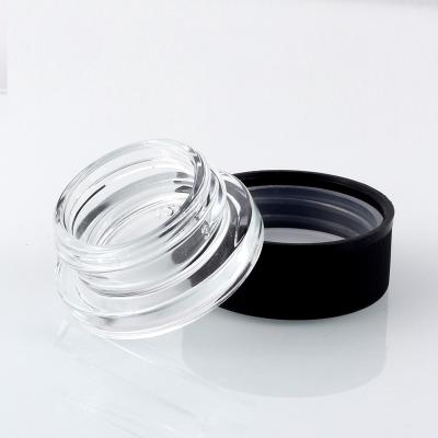 China New Design Chinese Cosmetic Empty Jars For 5g Matte Black Lid Glass Cream Transparent Jar for sale