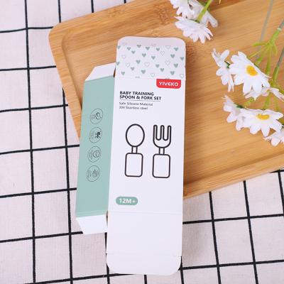 China Recyclable Color Card Baby Spoon Fork White Color Box Packaging Printing Custom for sale