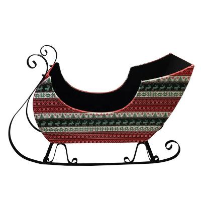 China Gift Package Or Decor Christmas Decoration Supplies PU Metal Christmas Sleigh Leather Basket for sale