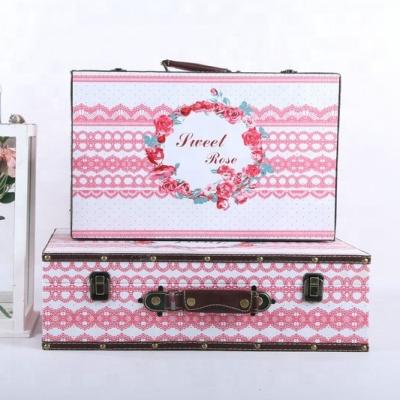 China Recycled materials fashion durable suitcase with PU leather printing pattern for sale